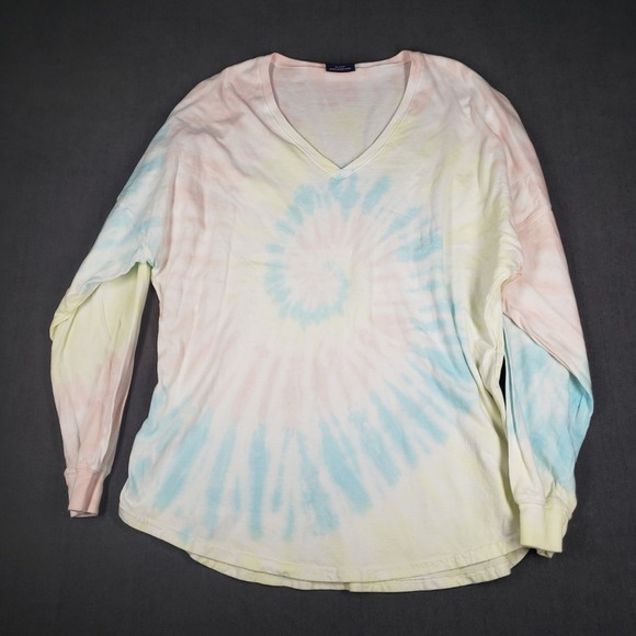 Spirit Tops - Spirit Jersey Top Womens XL Tie Dye Pink Yellow Blue‎ Cotton